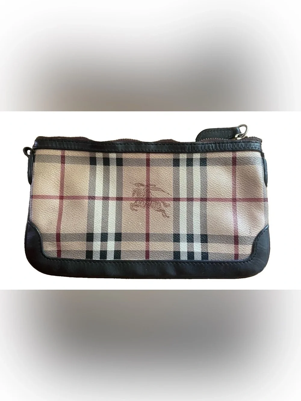 Burberry Haymarket Check Coated Leather Clutch Bag No Strap/Clutch Only